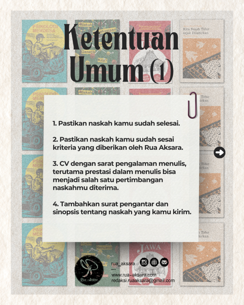 Ketentuan Umum Mengirim Naskah Terbit Reguler ke Rua Aksara