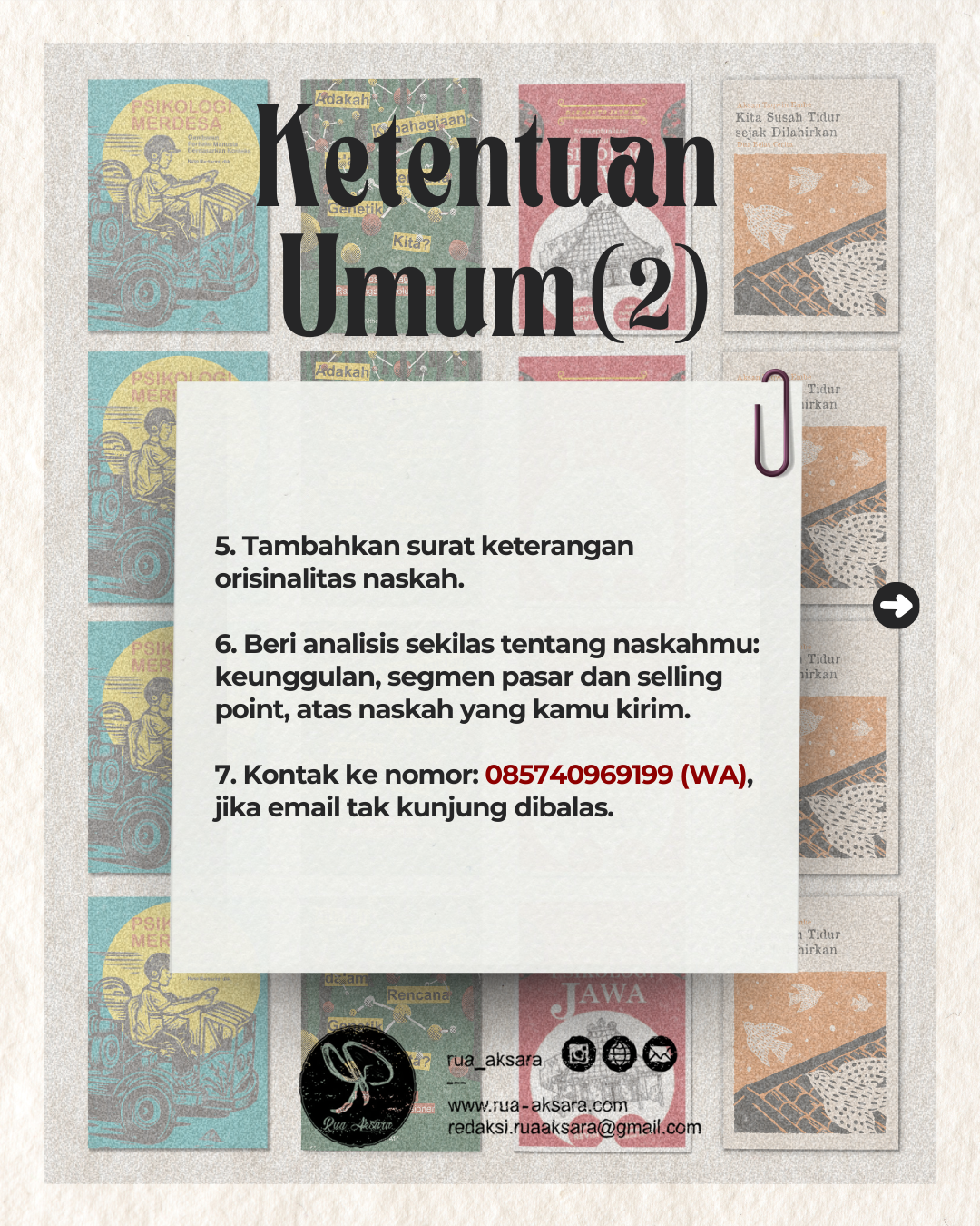Ketentuan Mengirim Naskah Terbit Reguler ke Rua Aksara