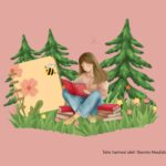 Ilustrasi esai aku dan buku di antara halaman aku tumbuh